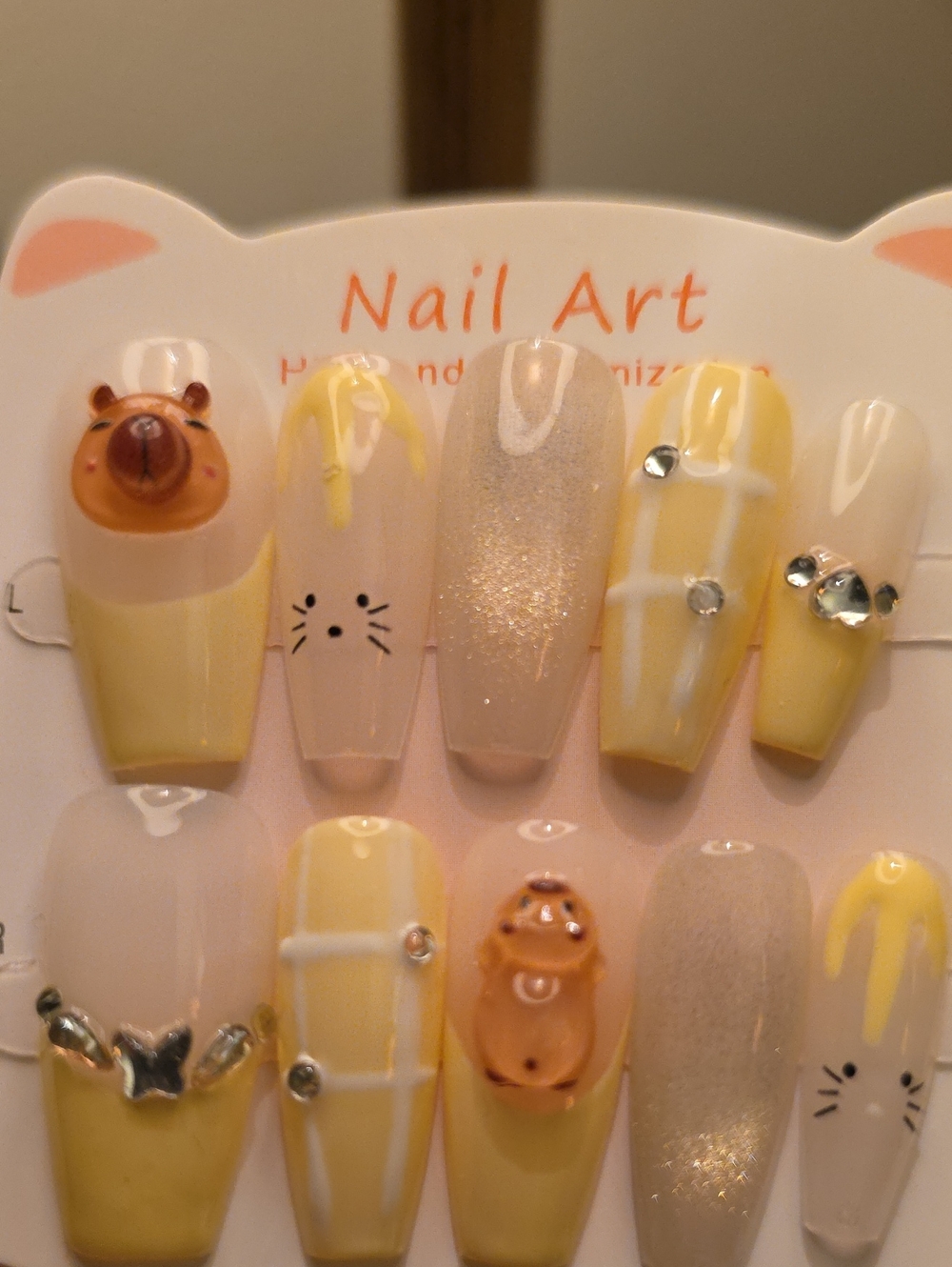 Cute Yellow Bear  Pets Nail Art Size Large